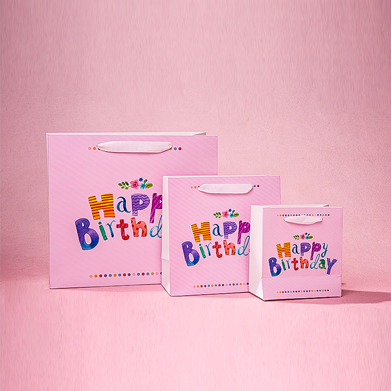 Disfraz Bolsa de papel de regalo rosa feliz cumpleaños para niños